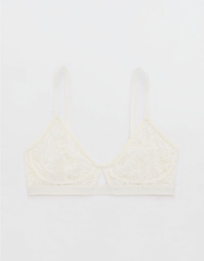 Aerie Show Off Lace Cut Outlette Bras White | KVI-609127