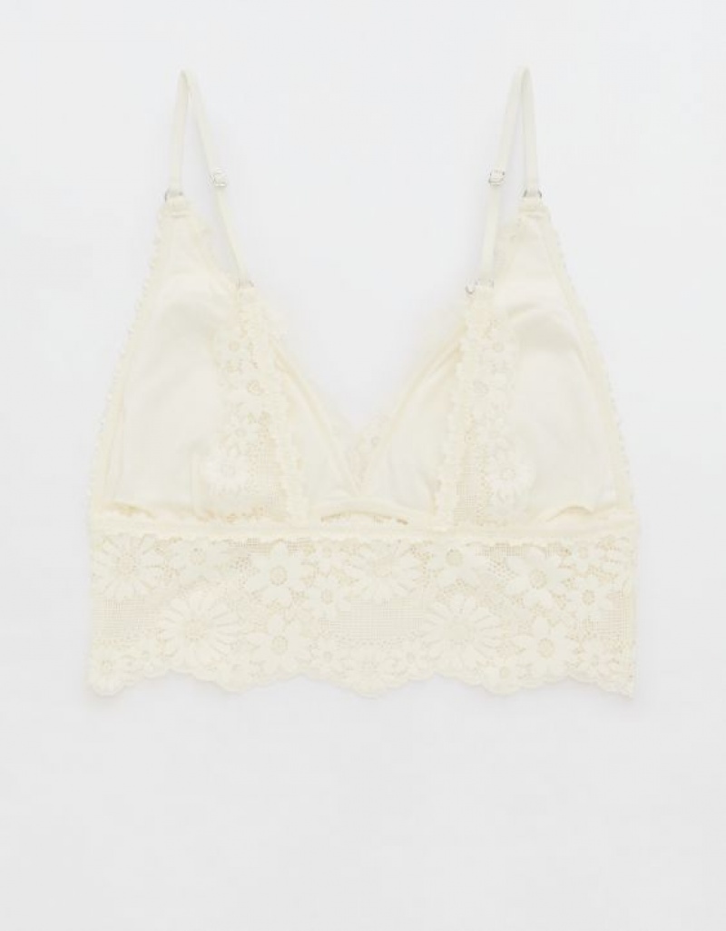 Aerie Show Off Lace Padded Longlinelette Bras White | NSF-752681