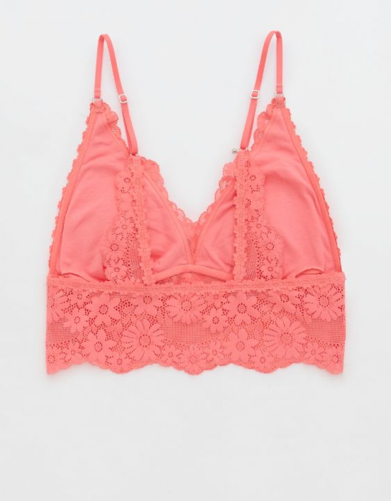 Aerie Show Off Lace Padded Longlinelette Bras Coral | YQH-056912