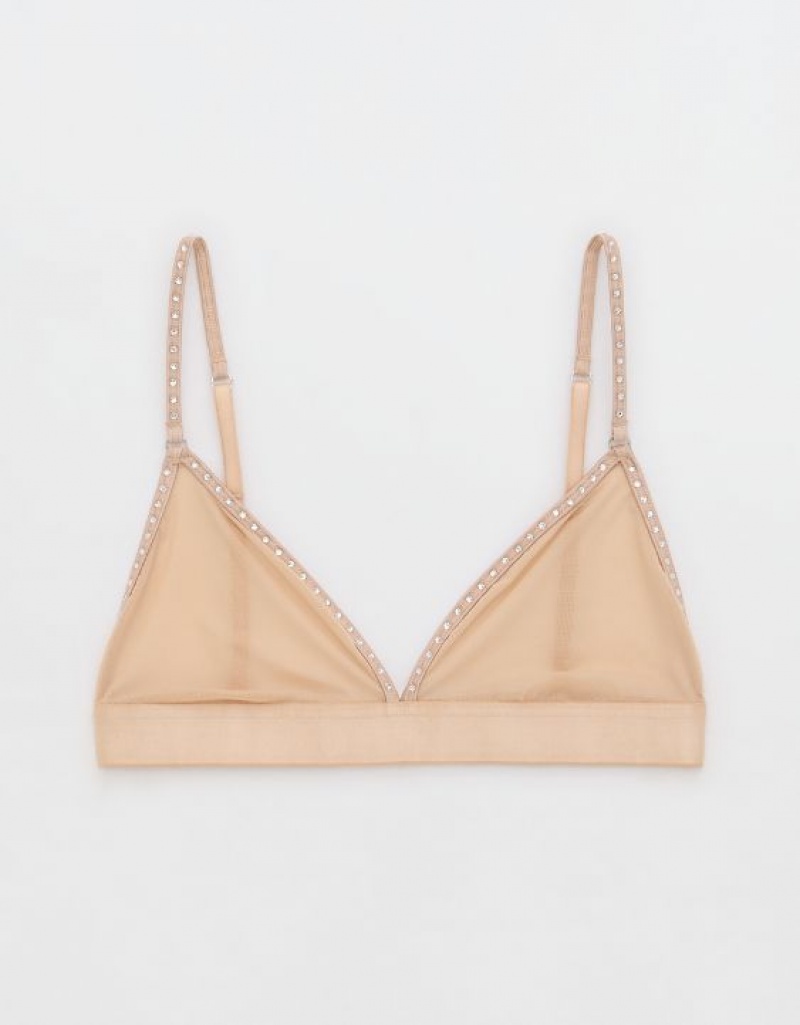 Aerie Show Off Mesh Embellishedlette Bras Beige | TOR-627085