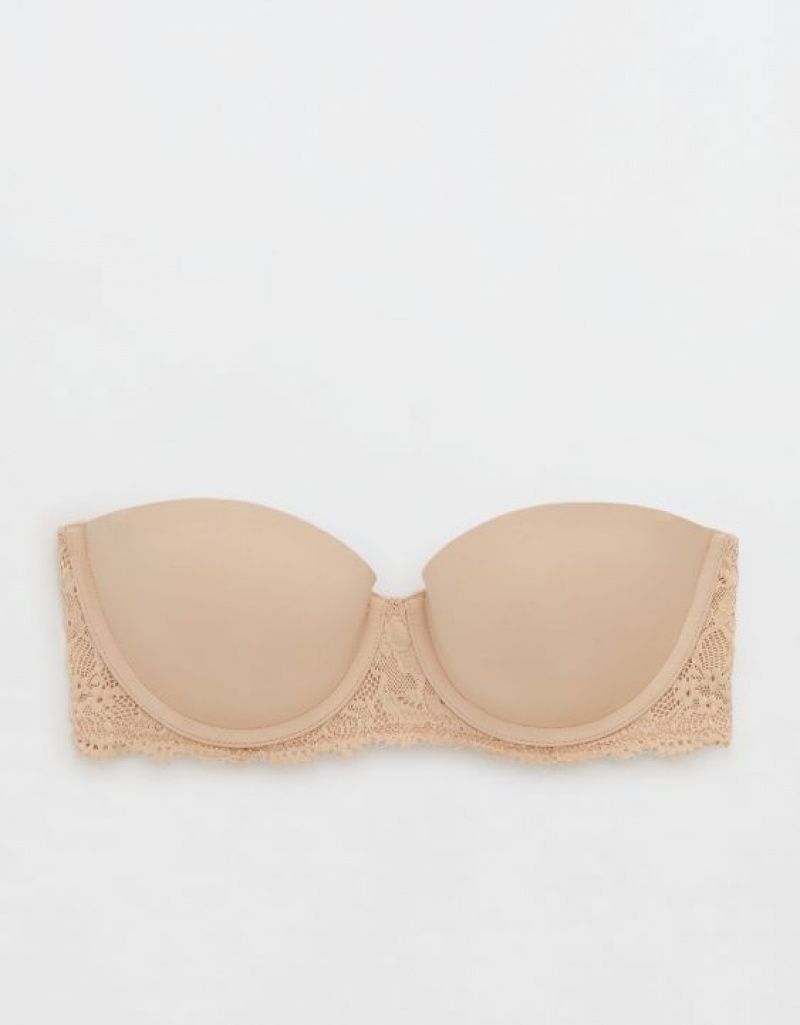 Aerie Show Off Strapless Push Up Bras Beige | FNU-910683