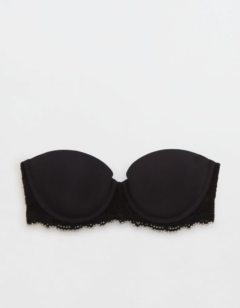 Aerie Show Off Strapless Push Up Bras Black | WYC-716023