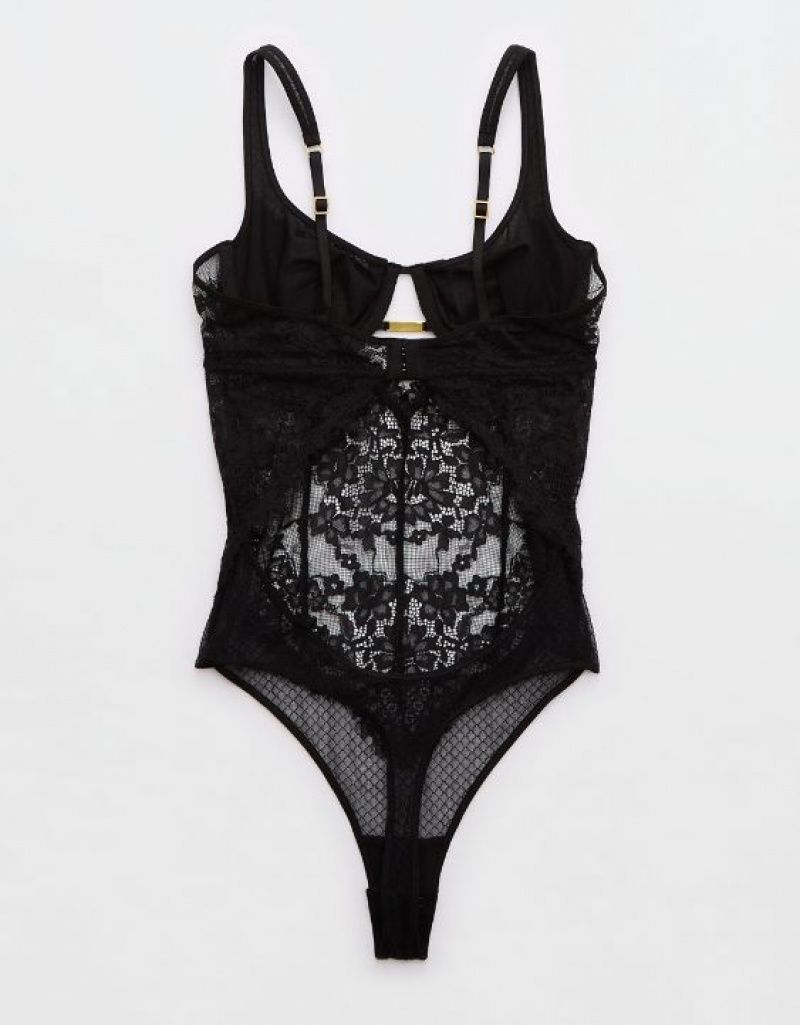 Aerie Show Off Unlined Lace Bras Black | ASF-423096