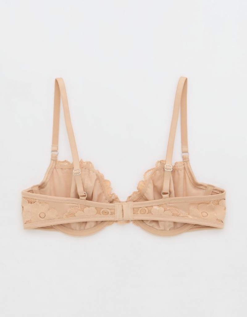 Aerie Show Off Unlined Real Lace Bras Beige | SVM-461038