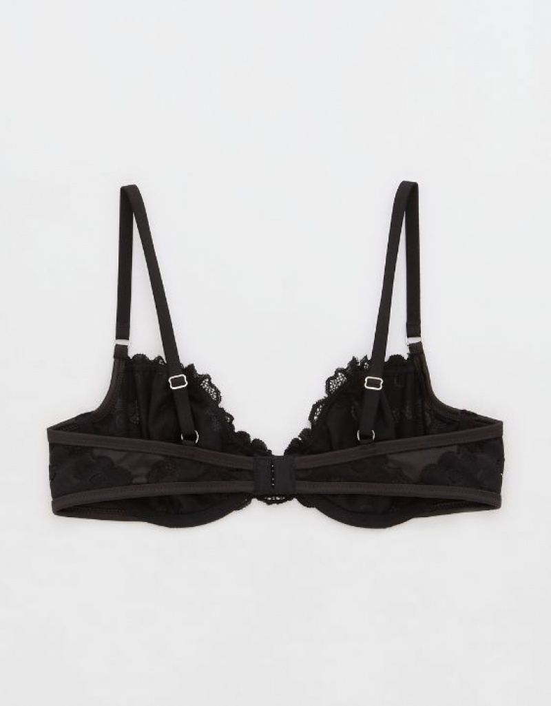 Aerie Show Off Unlined Real Lace Bras Black | WKB-091487