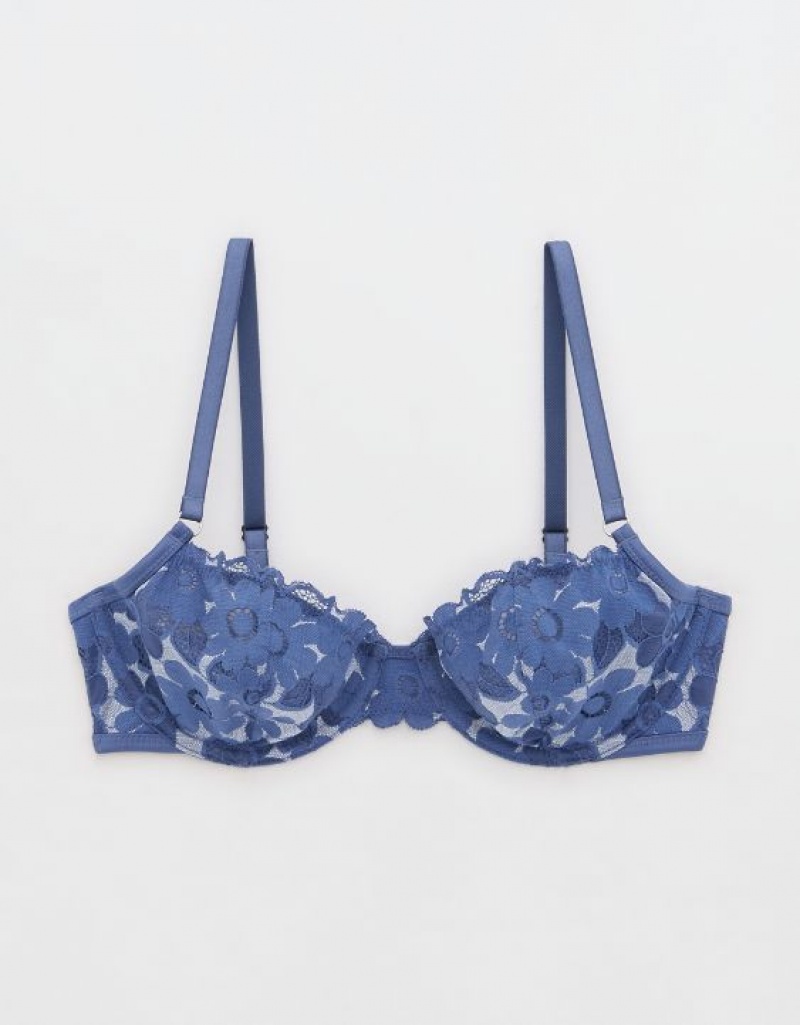 Aerie Show Off Unlined Real Lace Bras Blue | TPA-682450