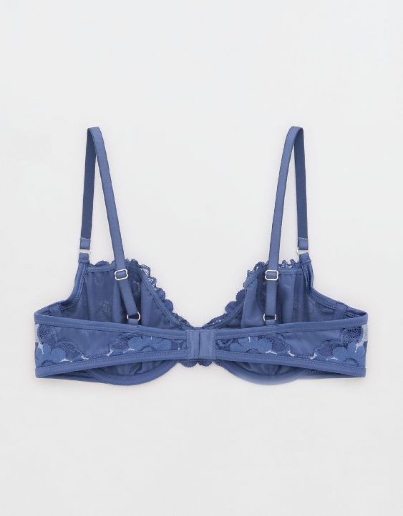 Aerie Show Off Unlined Real Lace Bras Blue | TPA-682450