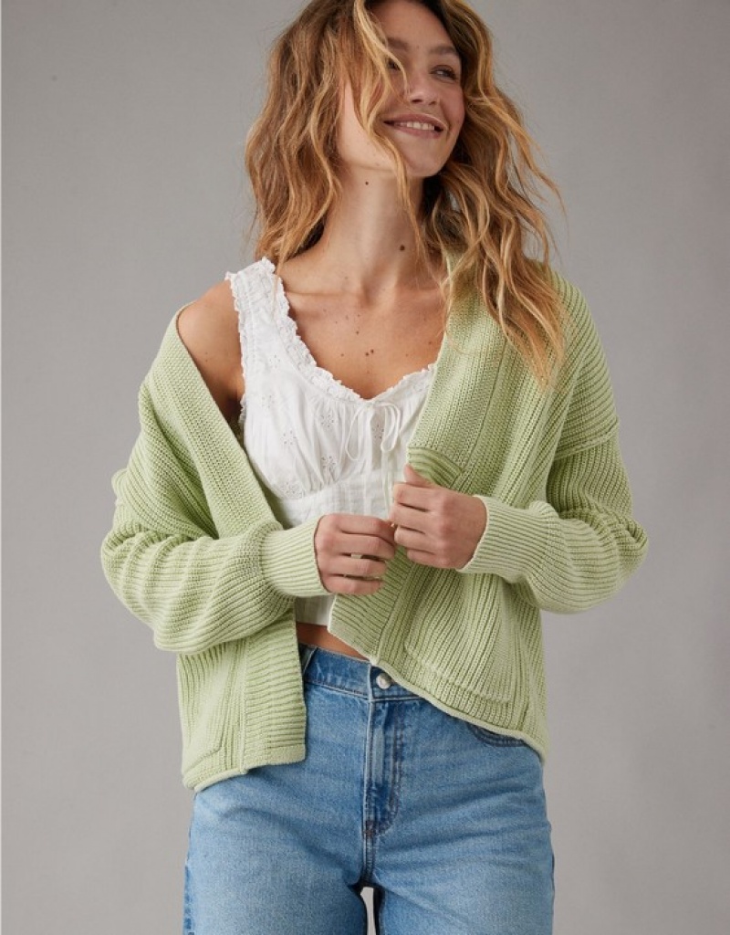 Aerie Slouchy Cardigan Green | JIV-328951