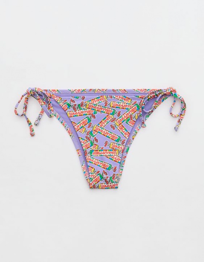 Aerie Smarties Low Rise Tie Cheekiest Bikini Bottom Purple | HJL-372410