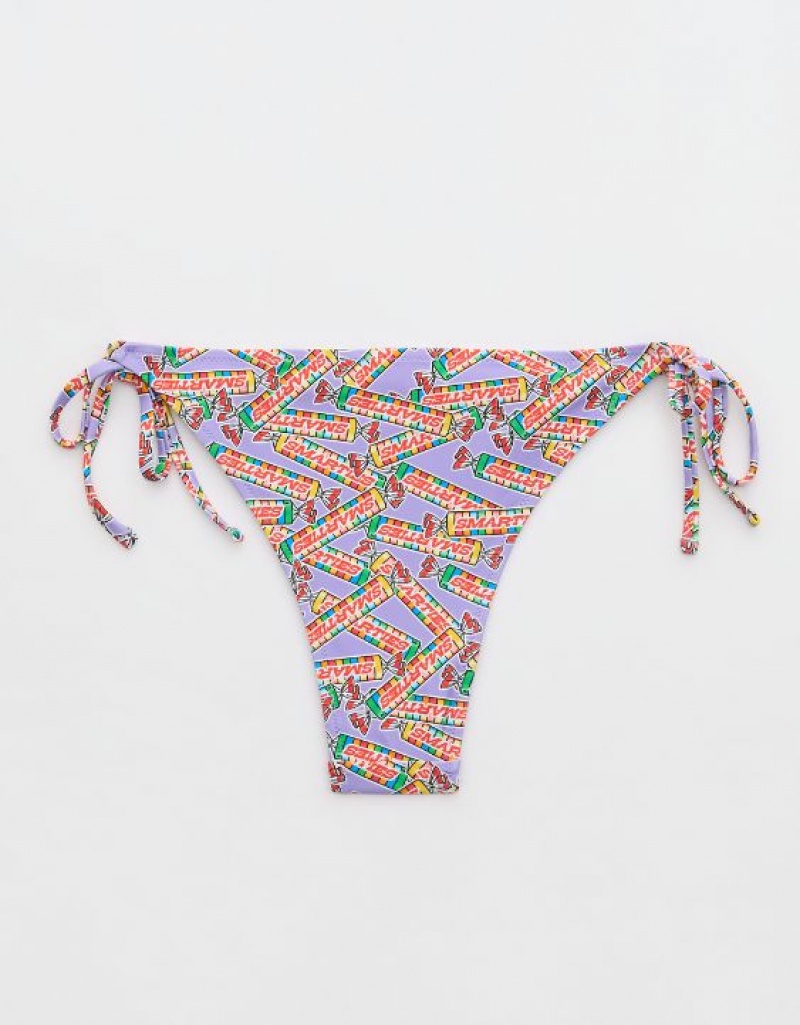 Aerie Smarties Low Rise Tie Cheekiest Bikini Bottom Purple | HJL-372410