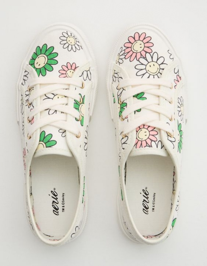 Aerie Smiley® Lace Up Sneakers Green | BMG-609432