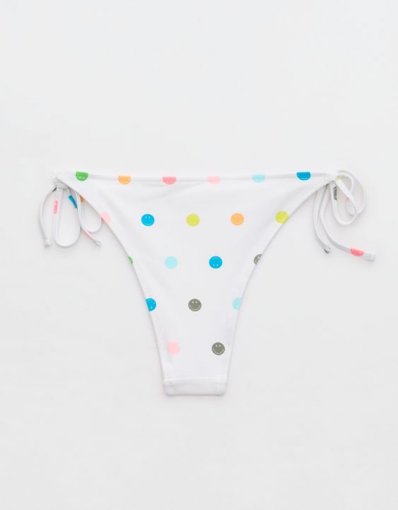 Aerie Smiley® Low Rise Tie Cheekiest Bikini Bottom White | PFZ-879510