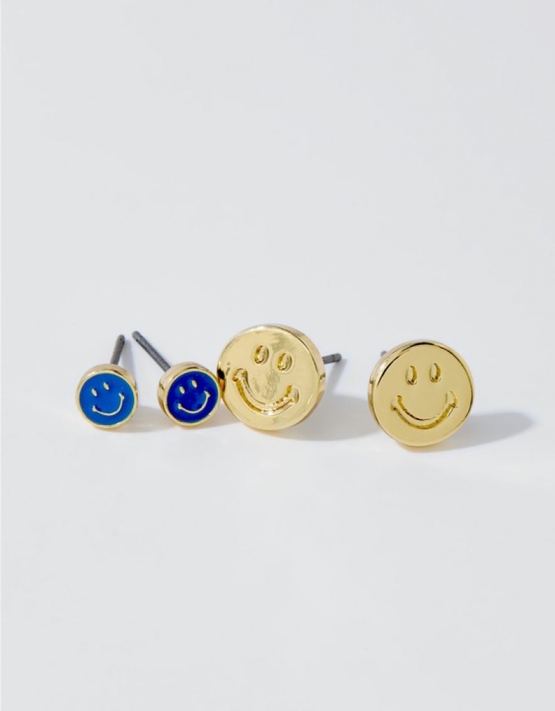 Aerie Smiley® Stud Earring Pack Jewelry Gold | BMD-529741