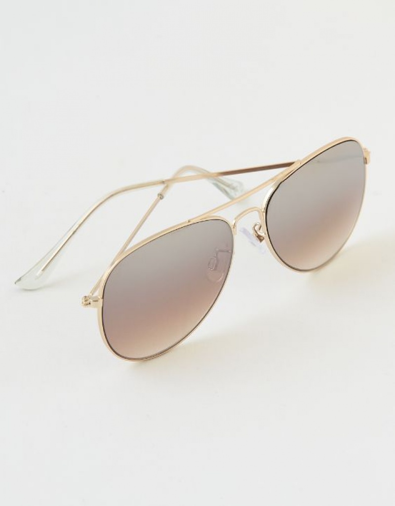 Aerie So Fly Sunglasses Gold | UYW-487952