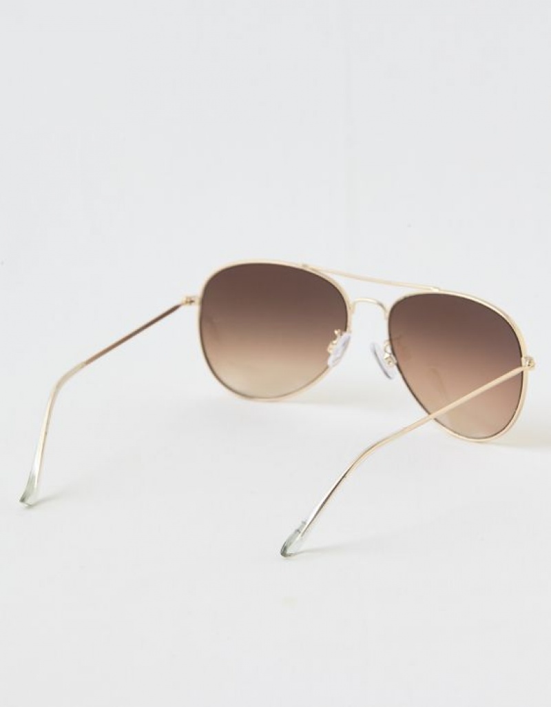 Aerie So Fly Sunglasses Gold | UYW-487952