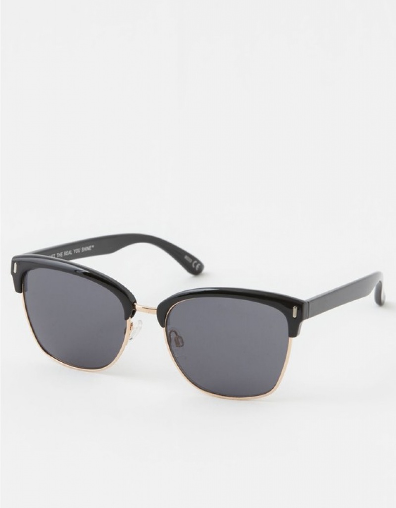 Aerie Squared Away Sunglasses Black | LSF-475869