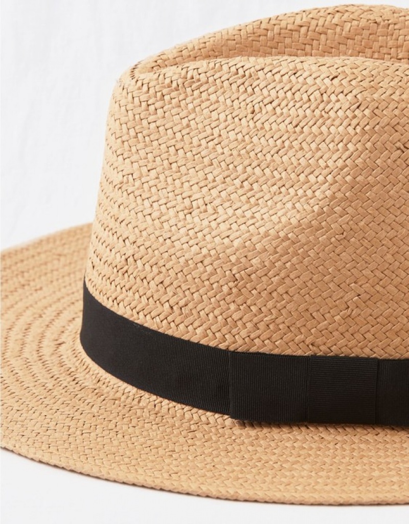 Aerie Straw Panama Hats Beige | ZLA-217085