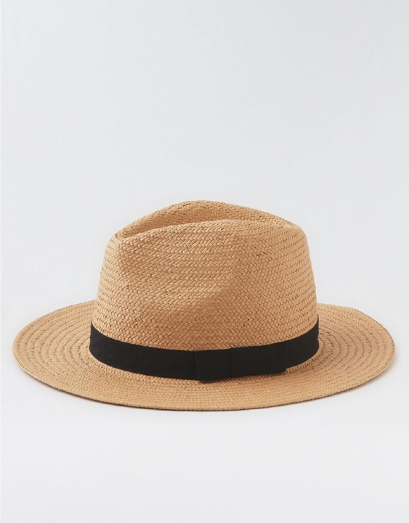 Aerie Straw Panama Hats Beige | ZLA-217085