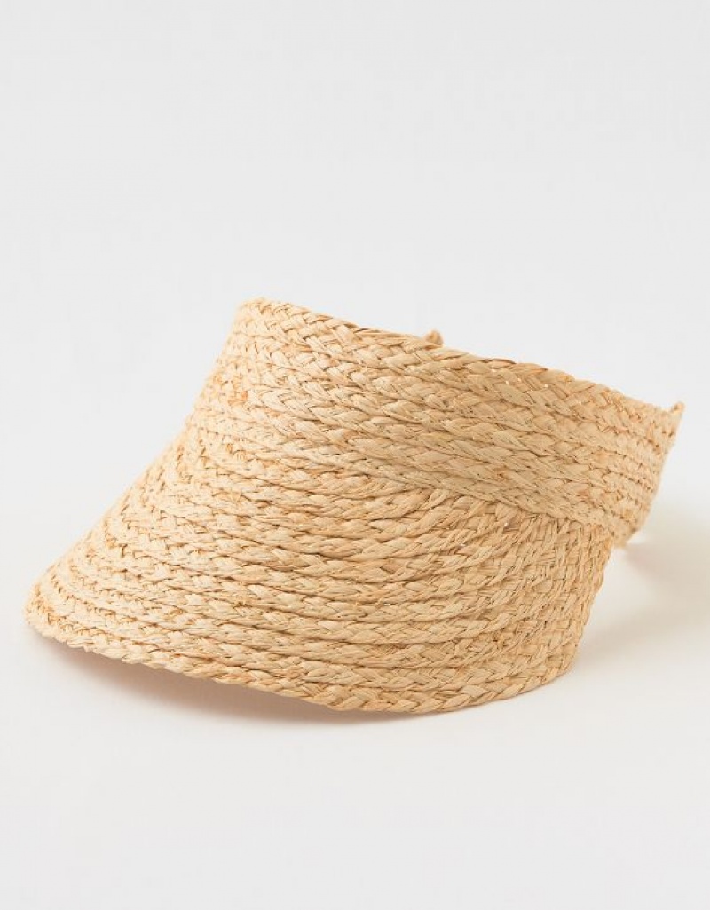 Aerie Straw Visor Hats Gold | GKX-879024