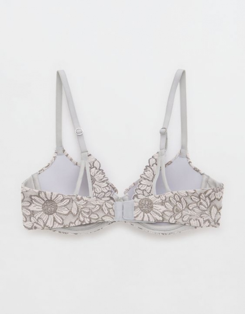 Aerie Sunnie Demi Push Up Bloom Lace Cross Dye Bras Grey | IGC-541802