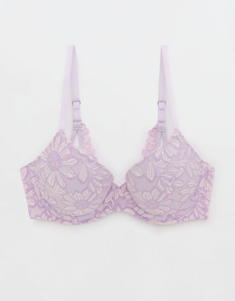 Aerie Sunnie Demi Push Up Bloom Lace Cross Dye Bras Lavender | UNV-421087