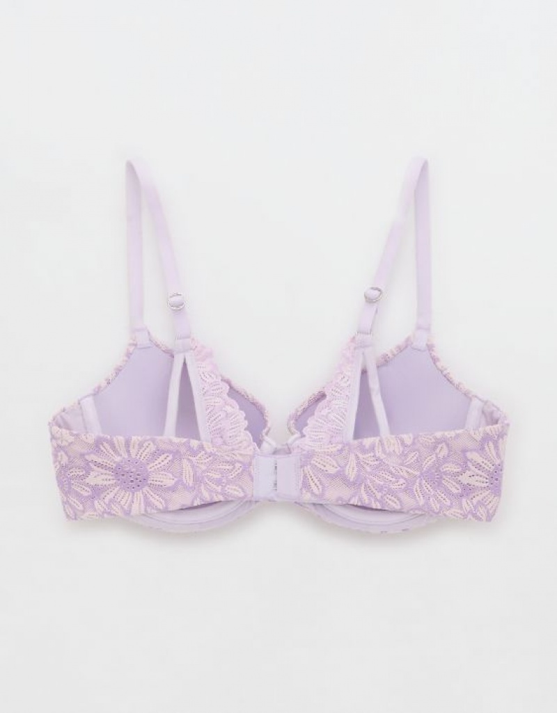 Aerie Sunnie Demi Push Up Bloom Lace Cross Dye Bras Lavender | UNV-421087