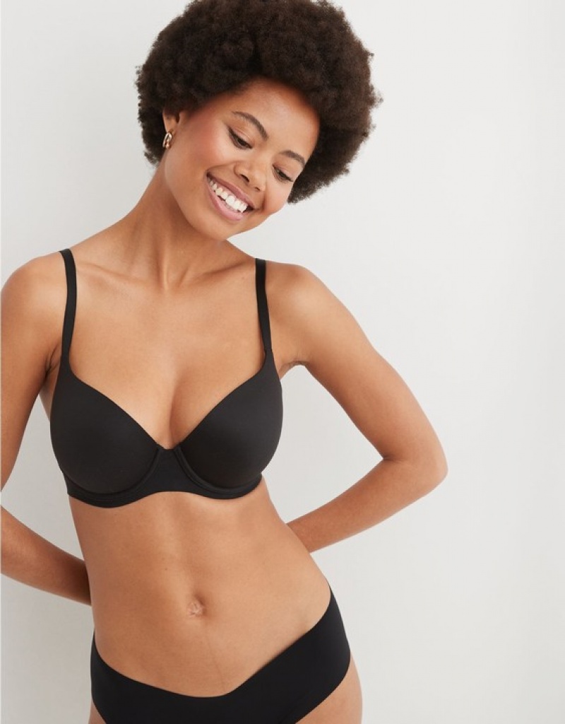 Aerie Sunnie Demi Push Up Bras Black | QGJ-168042