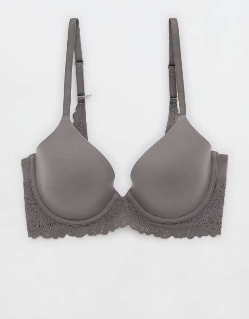 Aerie Sunnie Full Coverage Lightly Lined Bloom Lace Trim Bras Grey | UPR-042679