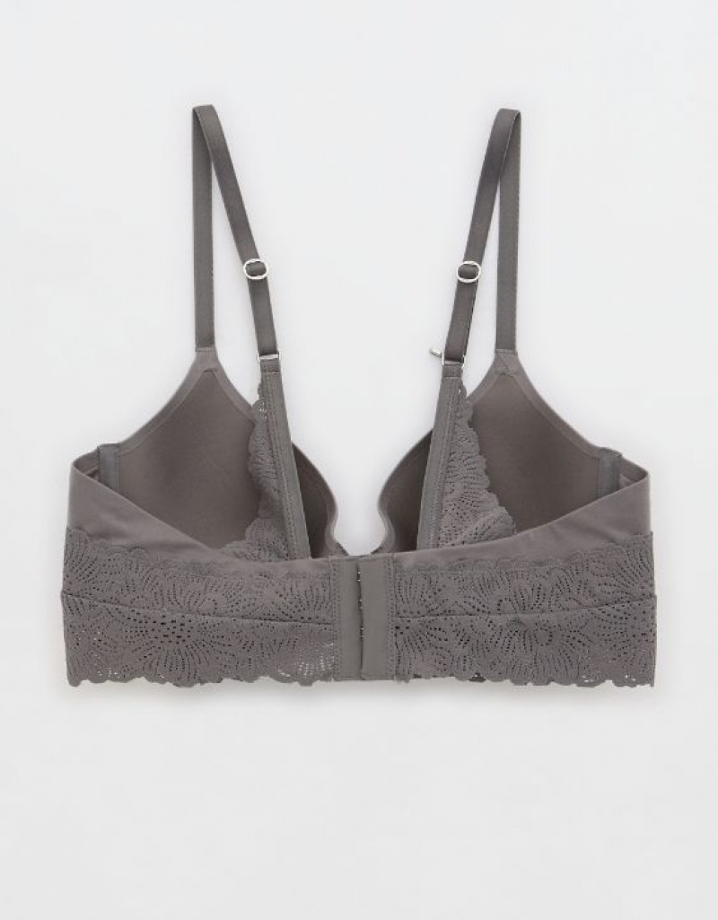 Aerie Sunnie Full Coverage Lightly Lined Bloom Lace Trim Bras Grey | UPR-042679