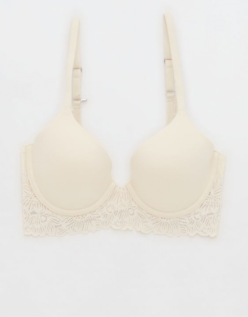 Aerie Sunnie Full Coverage Lightly Lined Bloom Lace Trim Bras Light Yellow | RPU-456893