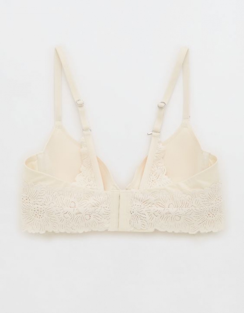 Aerie Sunnie Full Coverage Lightly Lined Bloom Lace Trim Bras Light Yellow | RPU-456893