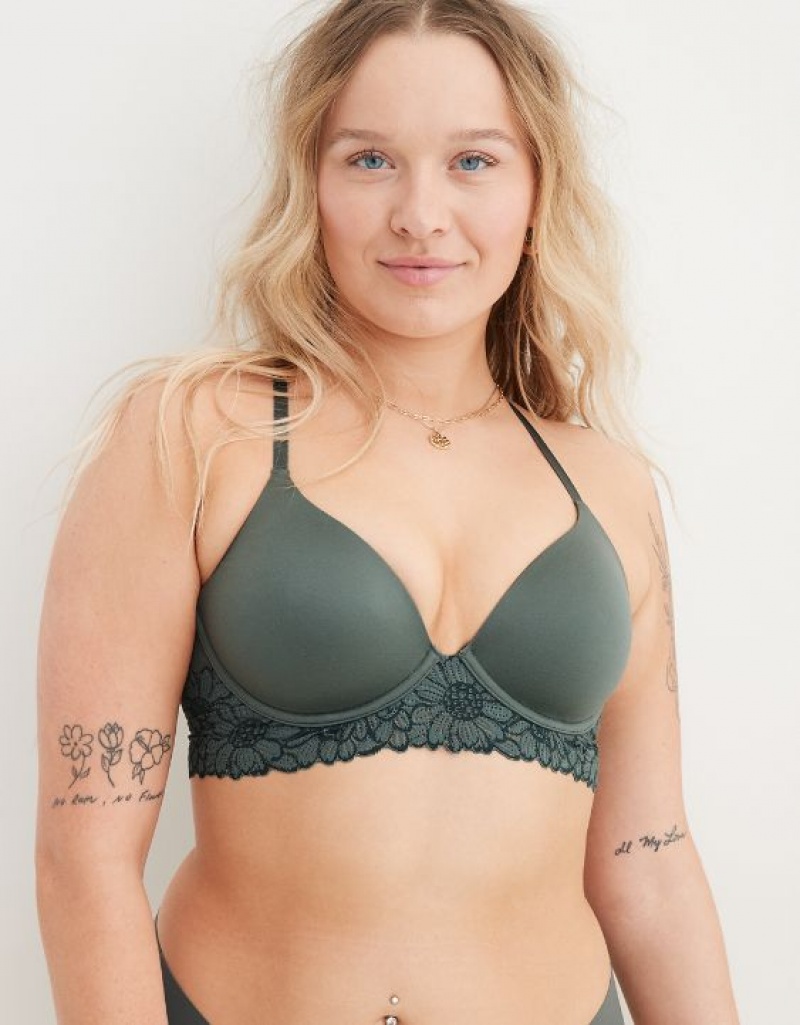 Aerie Sunnie Full Coverage Lightly Lined Bloom Lace Trim Bras Royal | AJC-748126