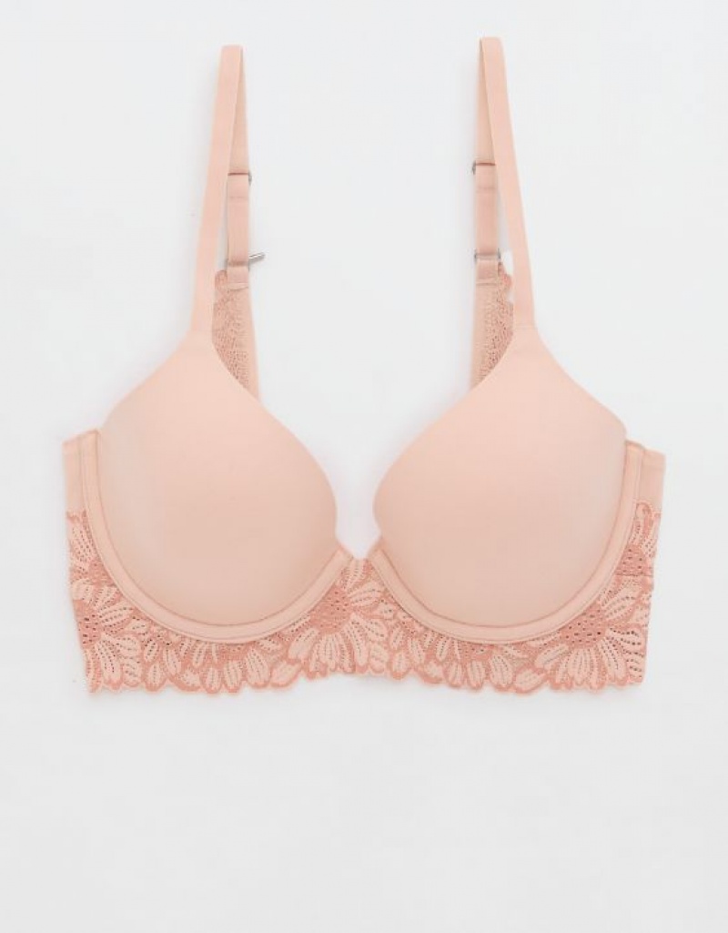 Aerie Sunnie Full Coverage Lightly Lined Bloom Lace Trim Bras Pink | UBW-261983