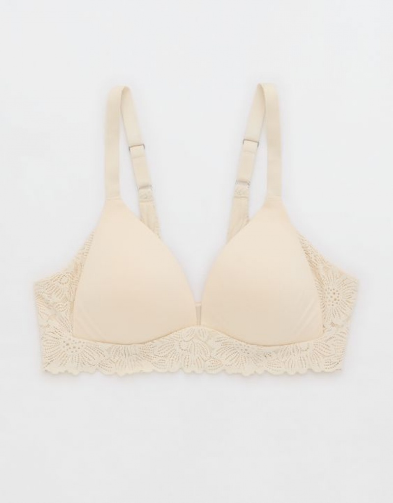 Aerie Sunnie Wireless Lightly Lined Bloom Lace Trim Bras Light Yellow | XKC-285760