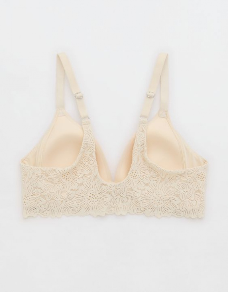 Aerie Sunnie Wireless Lightly Lined Bloom Lace Trim Bras Light Yellow | XKC-285760