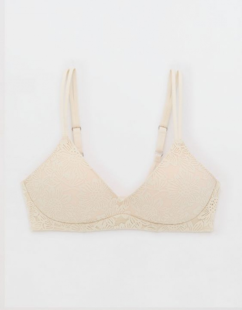 Aerie Sunnie Wireless Push Up Bloom Lace Bras Light Yellow | HZR-609485