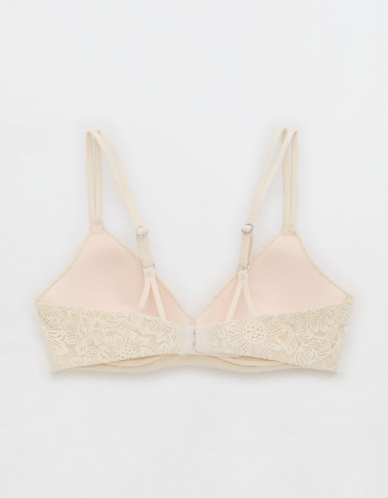 Aerie Sunnie Wireless Push Up Bloom Lace Bras Light Yellow | HZR-609485