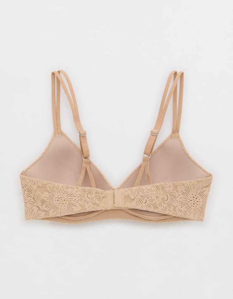 Aerie Sunnie Wireless Push Up Bloom Lace Bras Beige | SGV-962170