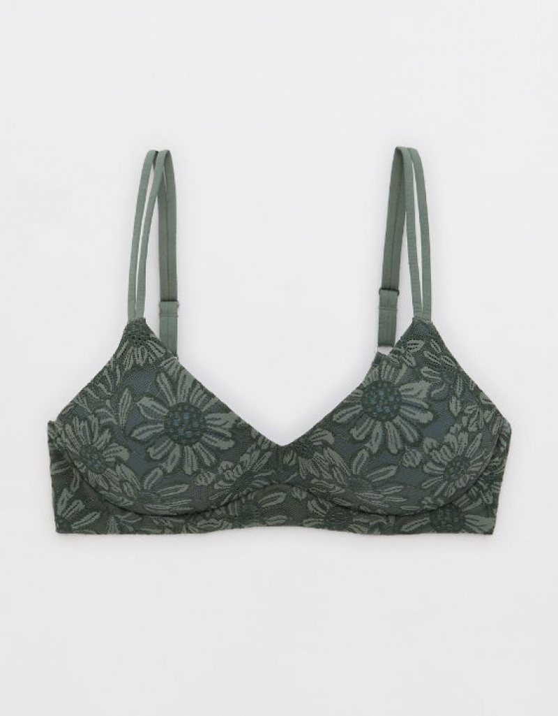 Aerie Sunnie Wireless Push Up Bloom Lace Bras Royal | GEY-192386