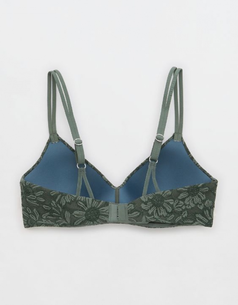 Aerie Sunnie Wireless Push Up Bloom Lace Bras Royal | GEY-192386