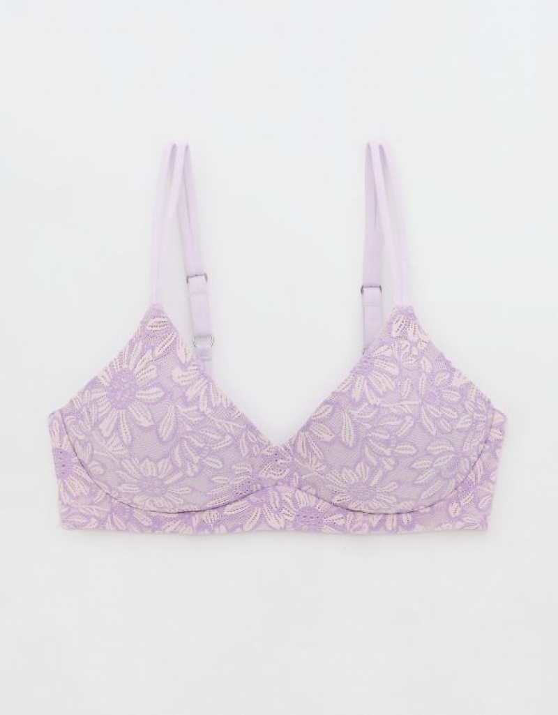 Aerie Sunnie Wireless Push Up Bloom Lace Bras Lavender | XAN-516824