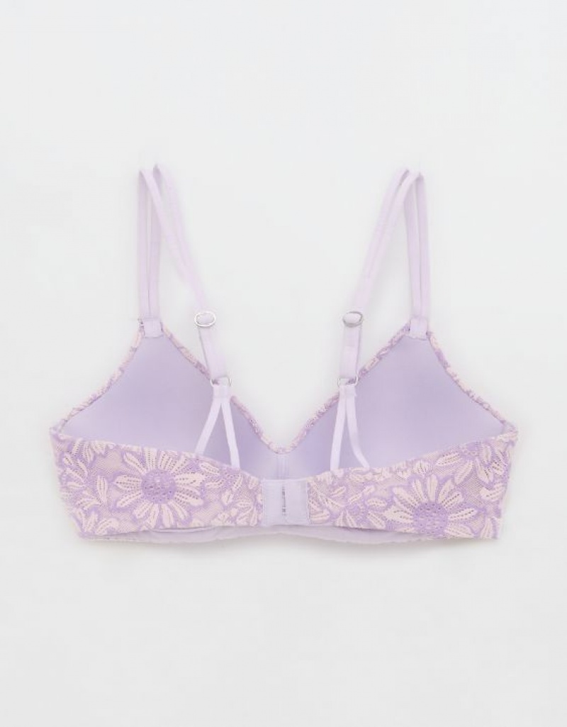 Aerie Sunnie Wireless Push Up Bloom Lace Bras Lavender | XAN-516824