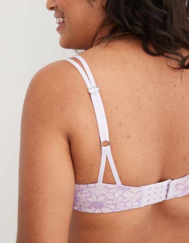 Aerie Sunnie Wireless Push Up Bloom Lace Bras Lavender | XAN-516824