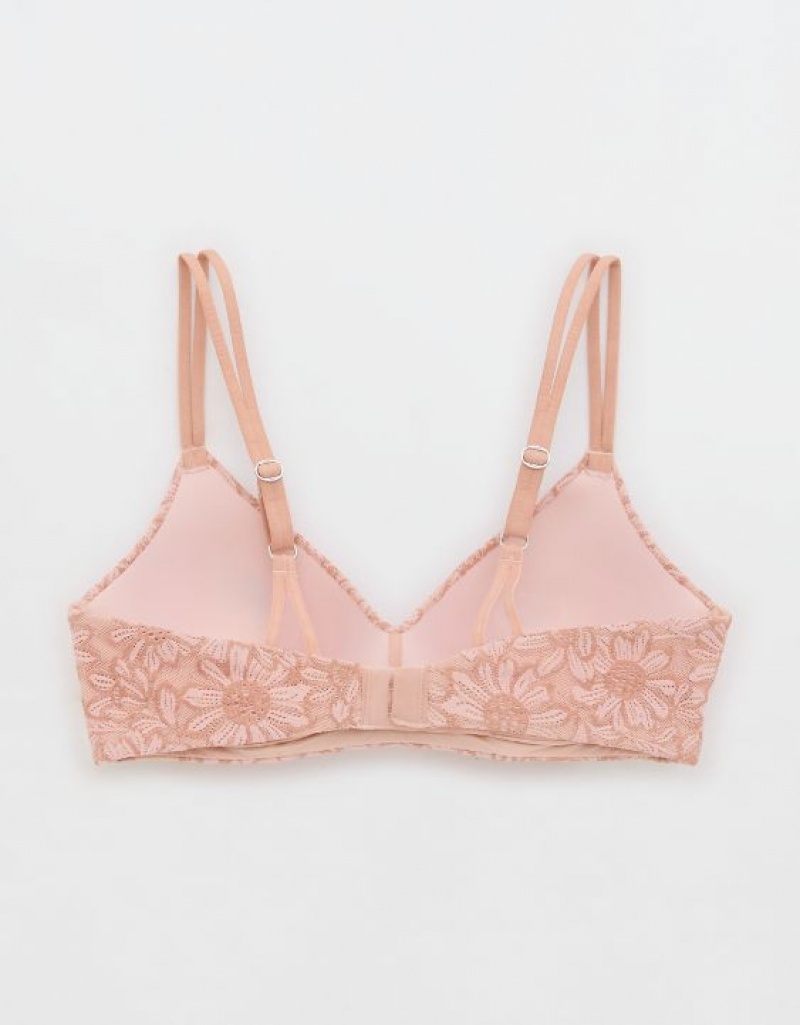 Aerie Sunnie Wireless Push Up Bloom Lace Bras Pink | SAQ-901286