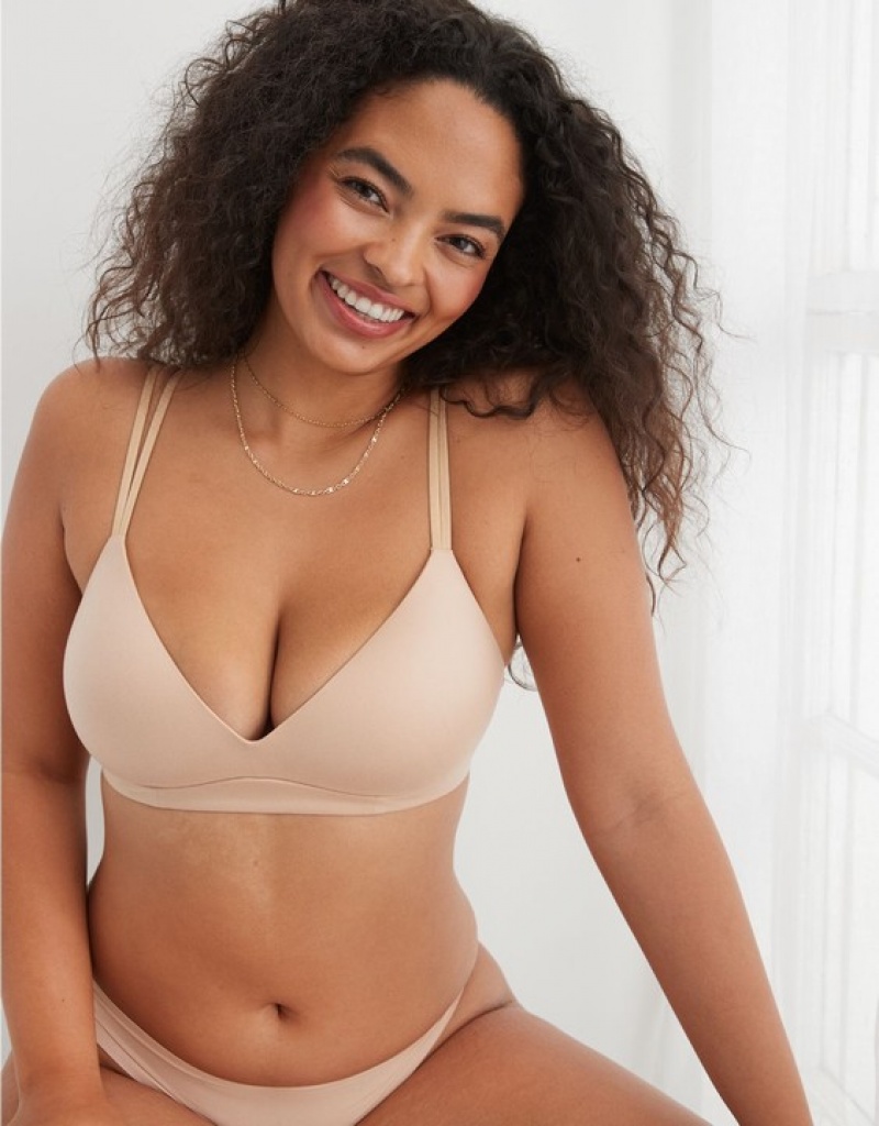 Aerie Sunnie Wireless Push Up Bras Beige | ZDA-536082