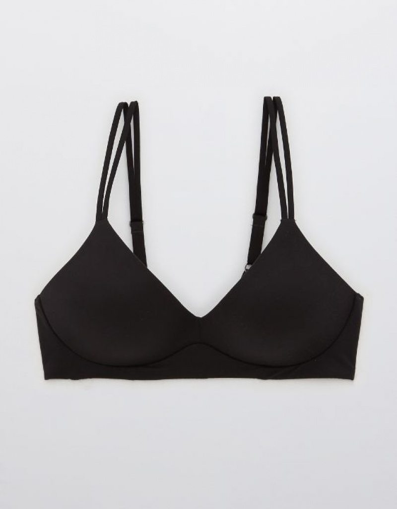 Aerie Sunnie Wireless Push Up Bras Black | FAT-041532