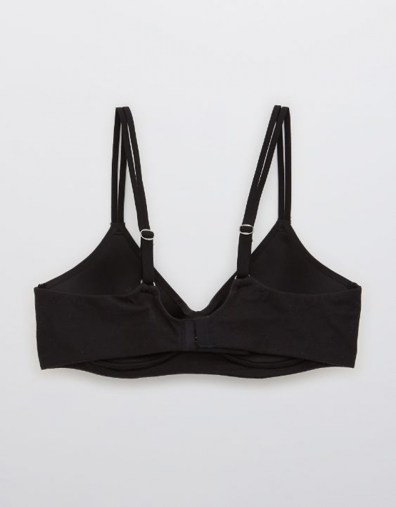 Aerie Sunnie Wireless Push Up Bras Black | FAT-041532