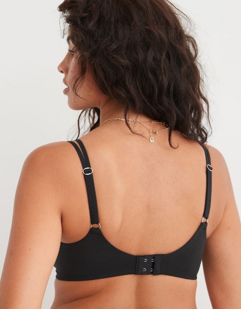 Aerie Sunnie Wireless Push Up Bras Black | FAT-041532