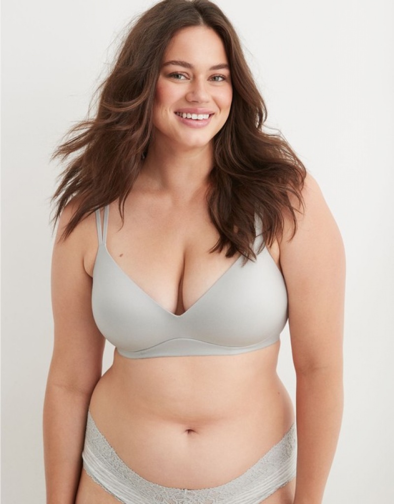 Aerie Sunnie Wireless Push Up Bras Grey | ORV-712569