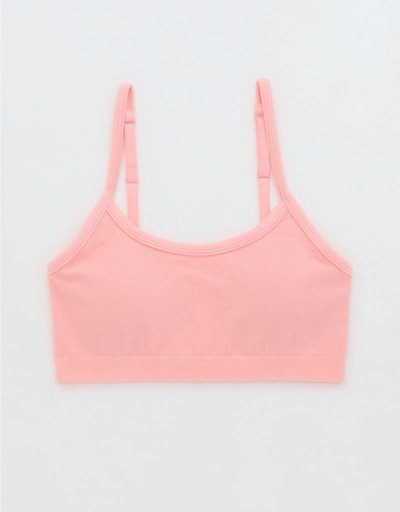 Aerie Superchill Cotton Seamless Padded Scooplette Bras Pink | HRW-589734